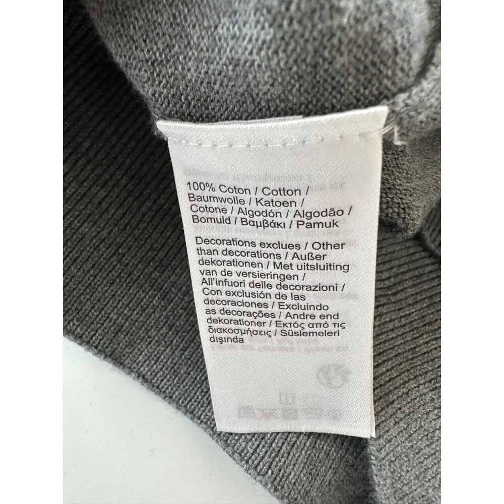Lacoste Men's Grey V-neck Pullover Sweater Elbow Patch Medium